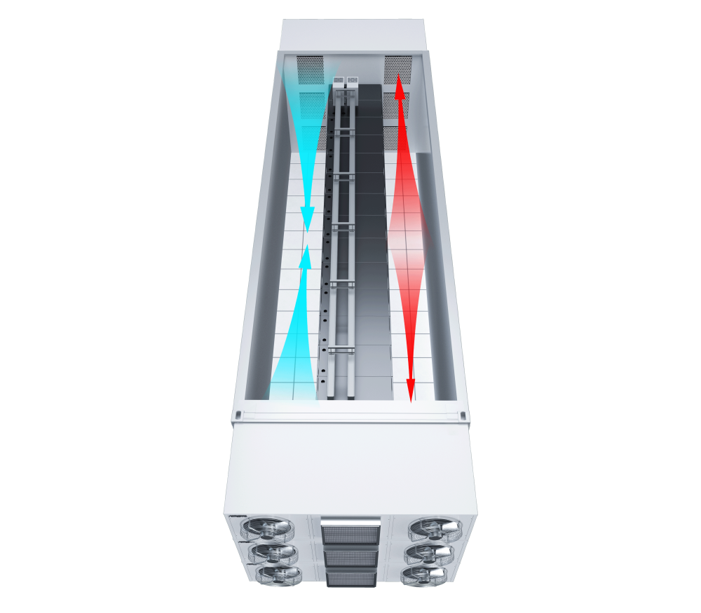 Configuração zonificada de operação modular UniCool-Edge por setores.