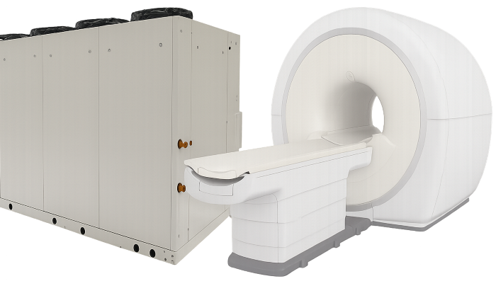 Sistema de chiller médico projetado para controle térmico em ressonância magnética (MRI)