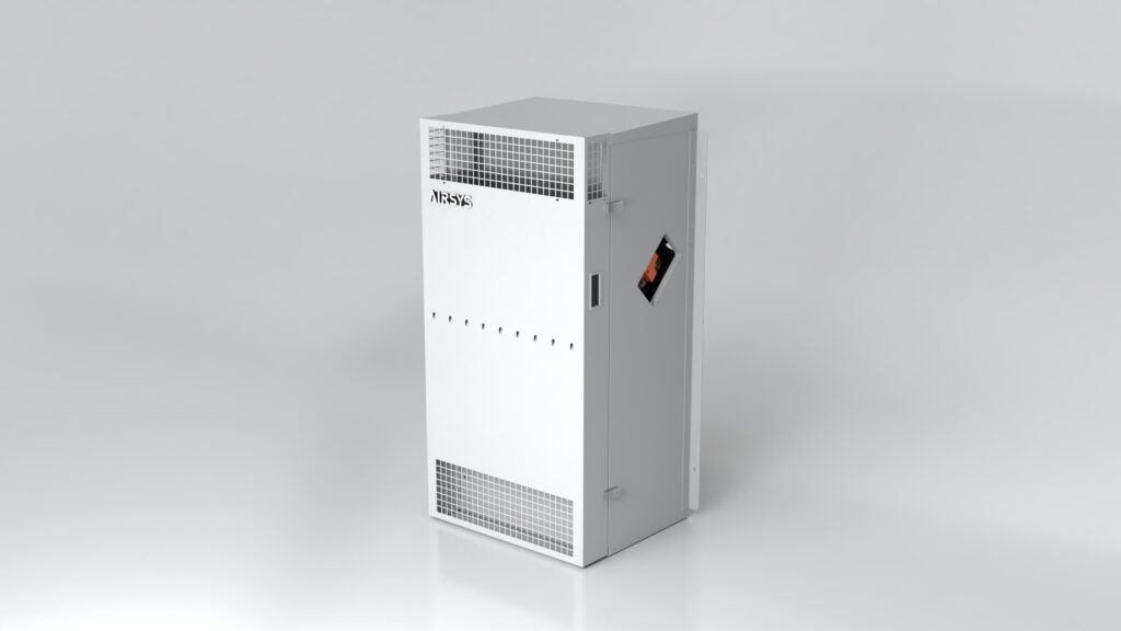 nstalação de unidade AIRSYS Free Cooling em shelter de telecomunicações.