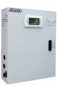 Detalhe de painel digital em sistema de ar-condicionado wall mounted Airsys