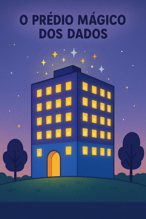 Esse prédio especial guarda computadores superpoderosos que funcionam juntos. Eles cuidam de todos os dados da internet.