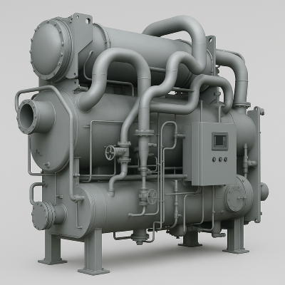 Equipamento chiller de absorção em ambiente industrial