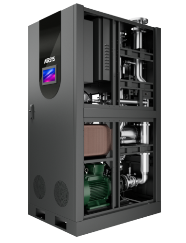 Componentes internos do CDU: bombas, válvulas e trocador de calor.